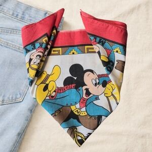 Vintage Disney Cowboy Mickey Mouse Bandana / Handkerchief – USA Made Western
